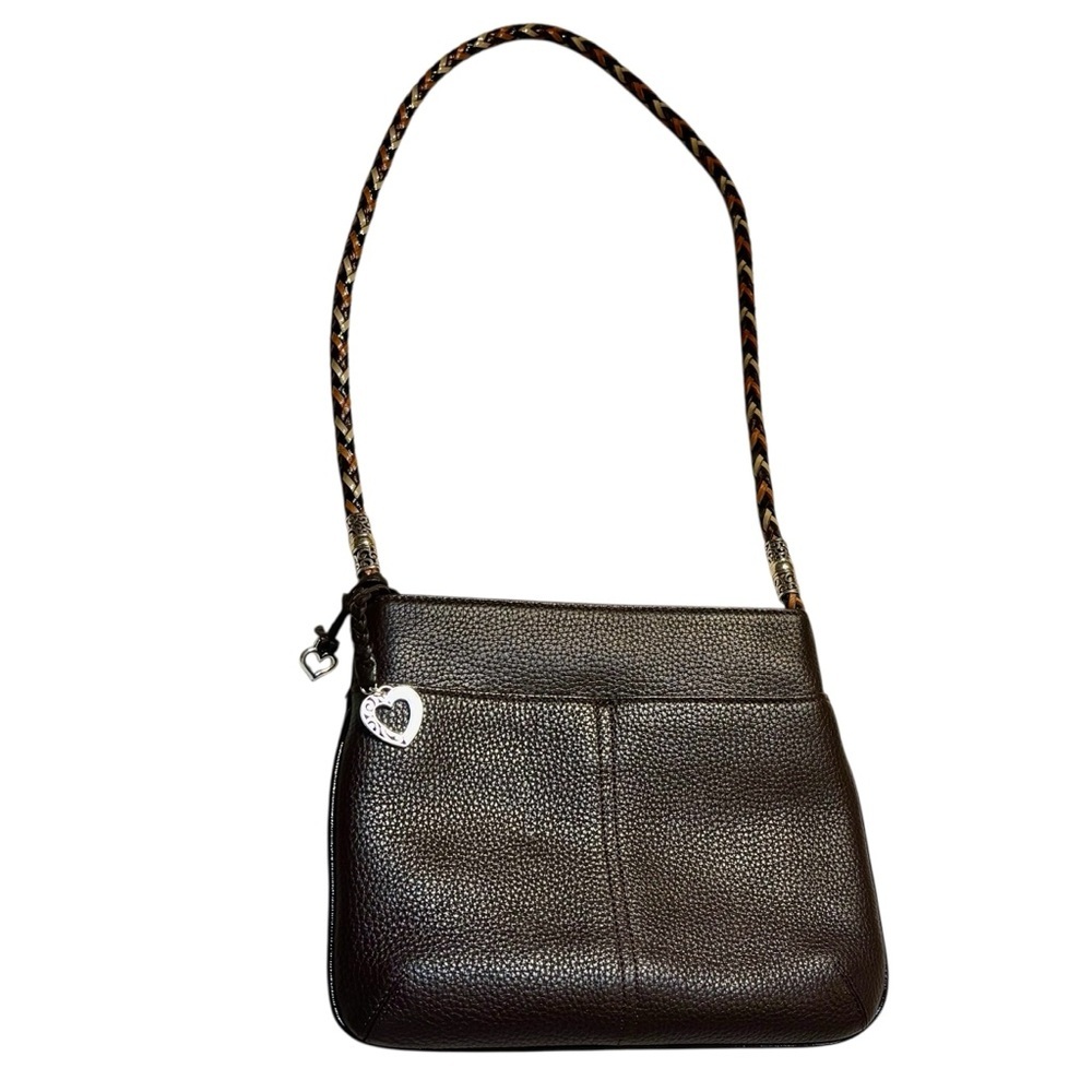 NEW Brighton Barbados Bag Leather Dark Brown Crossbody / Shoulder Braided Strap - Picture 2 of 16